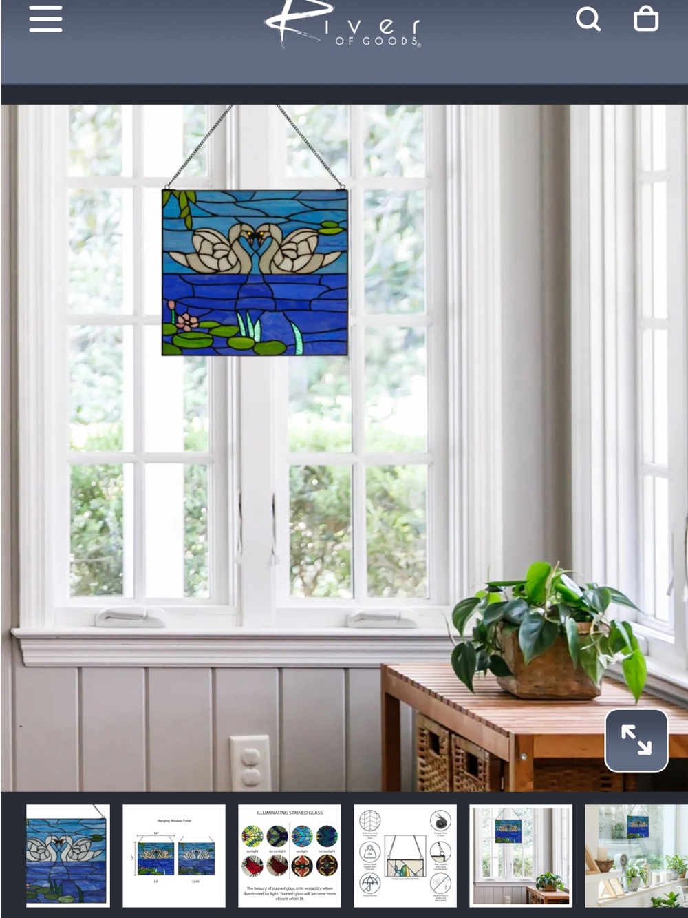 River of Goods Swan Stained Glass Window Panel, 16"L x 0.25"W x 14"H, NWT π¦’ - Picture 7 of 8